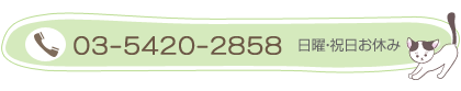 TEL03-5420-2858 日曜・祝日お休み